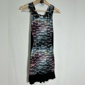 Sofibella Womens Tennis Dress Small‎ Geometric Abstract Print Ruffle Hem Black S